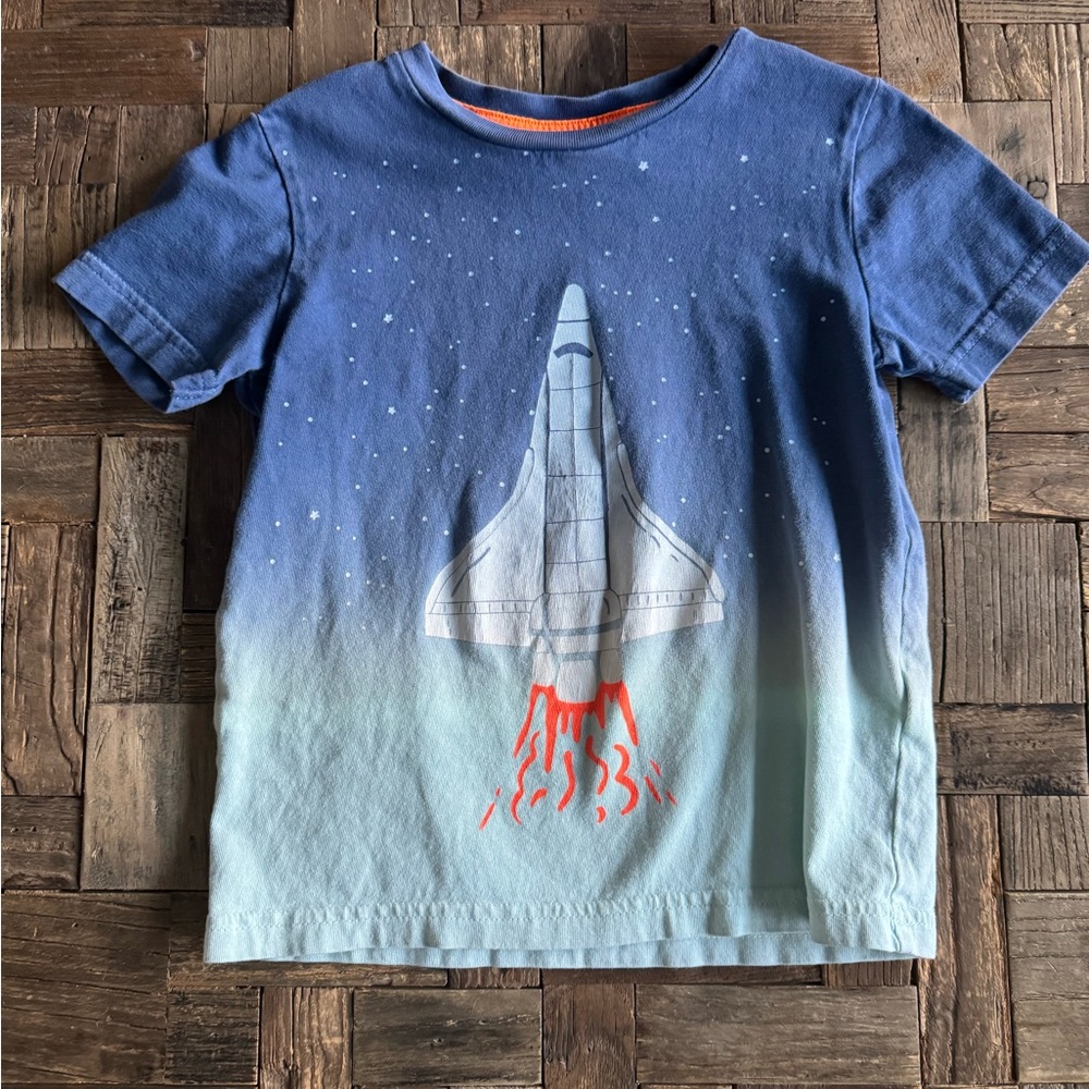 Mini Boden Blue and White Rocket T-Shirt